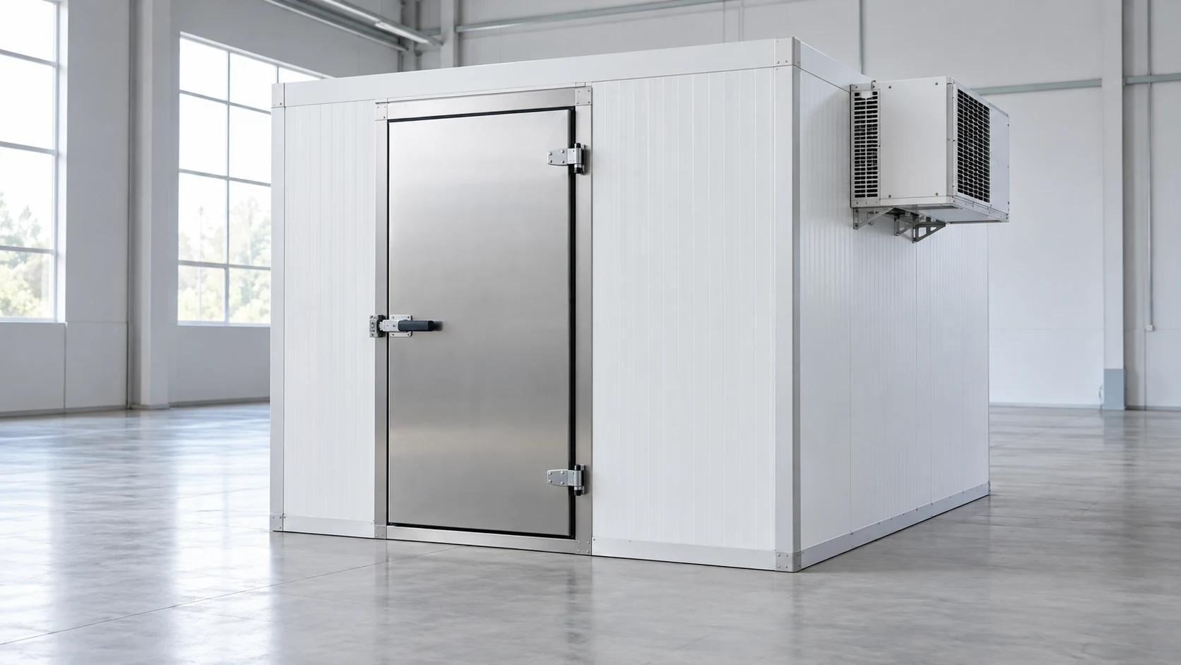 Paket cold room modular dengan unit pendingin terpasang